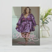 卒業モダンピンク2枚の写真卒業パーティー 招待状 (スタンド正面)