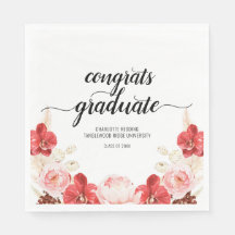 卒業モダンフローラスクリプト型パーティー紙