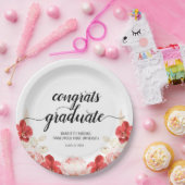 卒業モダンフローラスクリプト型パーティー紙 ペーパープレート (パーティー)