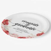 卒業モダンフローラスクリプト型パーティー紙 ペーパープレート (アングル)