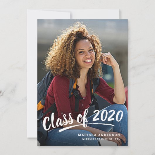 卒業モダンブラシスクリプト2+サイドパーティー2020 招待状 (正面)