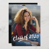 卒業モダンブラシスクリプト2+サイドパーティー2020 招待状 (正面/裏面)