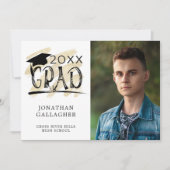 卒業モダンブラシタイポグラフィグラード2枚 案内状 (正面)