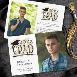 卒業モダンブラシタイポグラフィグラード2枚 案内状