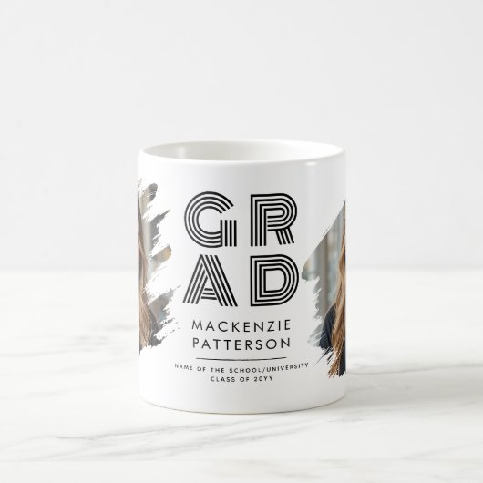 卒業モダンブラシ2フォトグラーカスタムド コーヒーマグカップ (中央)