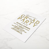 卒業モダンブラックスクリプトタイポグラフィ |写真 箔招待状 (回転した状態)