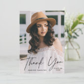 卒業モダンブラックスクリプト写真卒業 サンキューカード (スタンド正面)