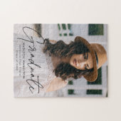 卒業モダンブラックスクリプト写真卒業 ジグソーパズル (横)