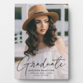 卒業モダンブラックスクリプト卒業写真 フォトプラーク (正面)