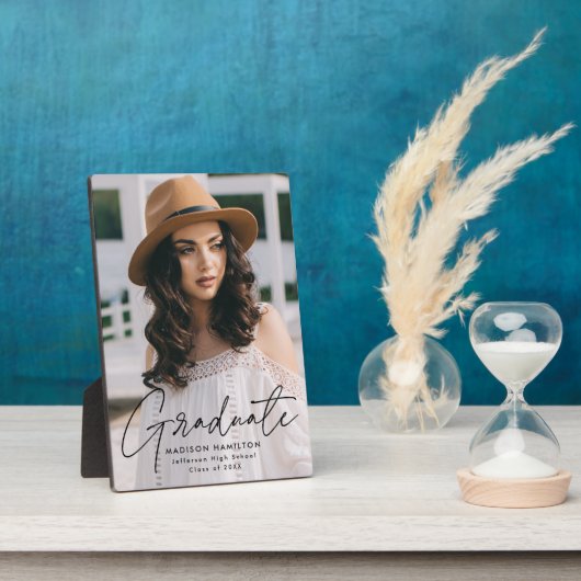 卒業モダンブラックスクリプト卒業写真 フォトプラーク (側面)