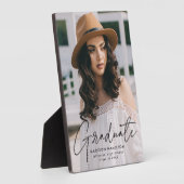 卒業モダンブラックスクリプト卒業写真 フォトプラーク (側面)