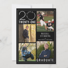 卒業モダンブラックスタイリスト学年 案内状