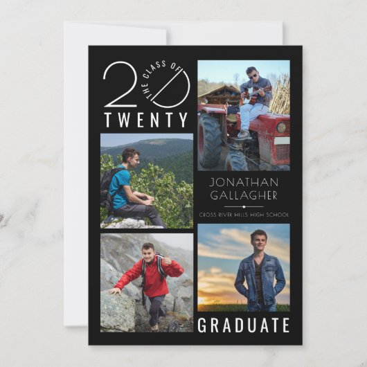 卒業モダンブラックスタイリスト学年 案内状 (正面)