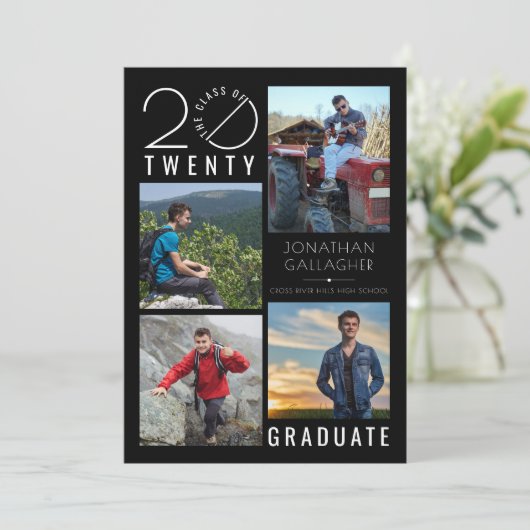 卒業モダンブラックスタイリスト学年 案内状 (スタンド正面)