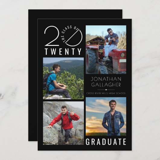 卒業モダンブラックスタイリスト学年 案内状 (正面/裏面)