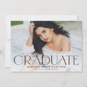 卒業モダンブラックタイポグラフィ写真卒業 案内状 (正面)