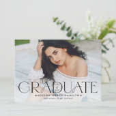 卒業モダンブラックタイポグラフィ写真卒業 案内状 (スタンド正面)