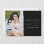 卒業モダンブラックタイポグラフィ写真卒業 案内状 (裏面)