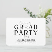 卒業モダンブラックタイポグラフィ |写真パーティー 招待状 (スタンド正面)