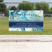 卒業モダンブルーマーブルスワール金ゴールドグリッターB 横断幕 (インサイチュ)