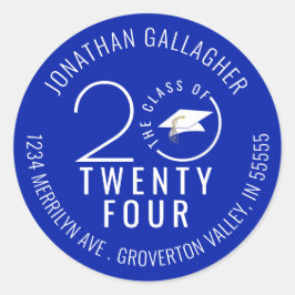 卒業モダンブルー王室のイヤー差出人住所 ラウンドシール