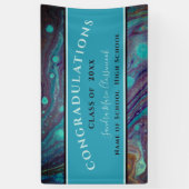 卒業モダンブルー金ゴールドパープルマーブルスワールB 横断幕 (縦)