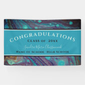 卒業モダンブルー金ゴールドパープルマーブルスワールB 横断幕 (横)