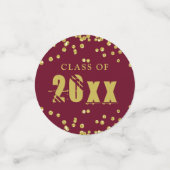 卒業モダンマルーン金ゴールド紙吹雪学年 コンフェッティ (スモール正面)