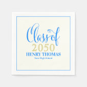 卒業モダンミニマリストのScript Class Of Blue スタンダードカクテルナプキン (正面)