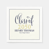 卒業モダンミニマリスト金ゴールド海軍 スタンダードカクテルナプキン (正面)