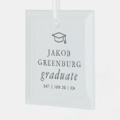 卒業モダンミニマルシンプル主義シック卒業 ガラスオーナメント (正面左)