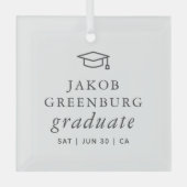 卒業モダンミニマルシンプル主義シック卒業 ガラスオーナメント (正面)