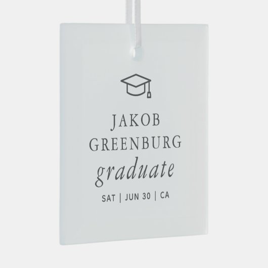 卒業モダンミニマルシンプル主義シック卒業 ガラスオーナメント (正面右)