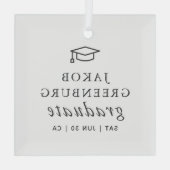 卒業モダンミニマルシンプル主義シック卒業 ガラスオーナメント (裏面)