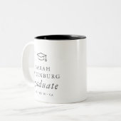 卒業モダンミニマルシンプル主義シック卒業 ツートーンマグカップ (正面左)