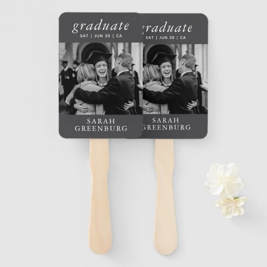 卒業モダンミニマルシンプル主義シック卒業 ハンドファン (正面&裏面)