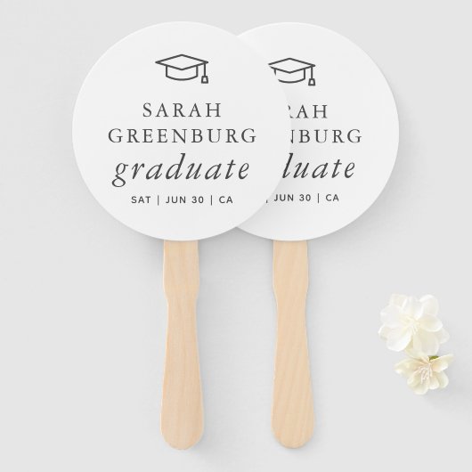 卒業モダンミニマルシンプル主義シック卒業 ハンドファン (正面&裏面)