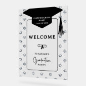 卒業モダンミニマルパーティーへようこそ アクリルサイン (傾斜)