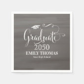 卒業モダンミニマル版Chalkboardスクリプト スタンダードカクテルナプキン (正面)