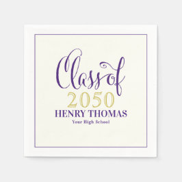 卒業モダンミニマル級のパープル スタンダードカクテルナプキン