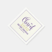 卒業モダンミニマル級のパープル スタンダードカクテルナプキン (角)