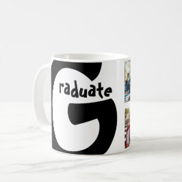 卒業モダンメモリ3枚の写真コラージュ コーヒーマグカップ