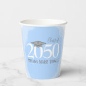 卒業モダンモータモダンルボードブルー 紙コップ (裏面)