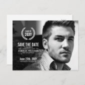 卒業モダンリース写真の保存日付 案内ポストカード (正面/裏面)