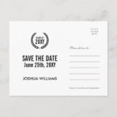 卒業モダンリース写真の保存日付 案内ポストカード (裏面)