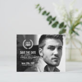 卒業モダンリース写真の保存日付 案内ポストカード (スタンド正面)