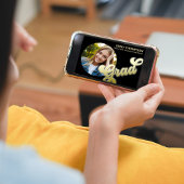 卒業モダンレトロスタイリッシュ金ゴールド写真QRコード 招待状