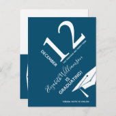 卒業モダン上限の日付の保存 案内ポストカード (正面/裏面)