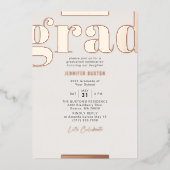 卒業モダン会のバラ金ゴールド 箔招待状 (正面)