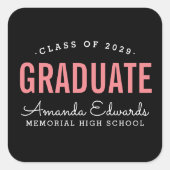 卒業モダン修士パーソナライズされたシール スクエアシール (正面)